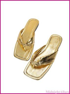 Faux Leather Flat Sandals Dressy Flip Flops Slip On Vacation Beach